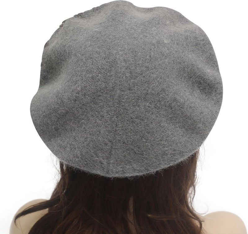 ZLYC Womens French Beret hat, Reversible Solid Color Mosaic Warm Beret Cap for Girls - Image 3